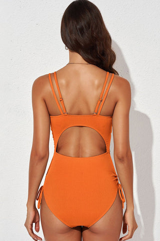 Tied Cutout Plunge One-Piece Swimsuit - A Roese Boutique