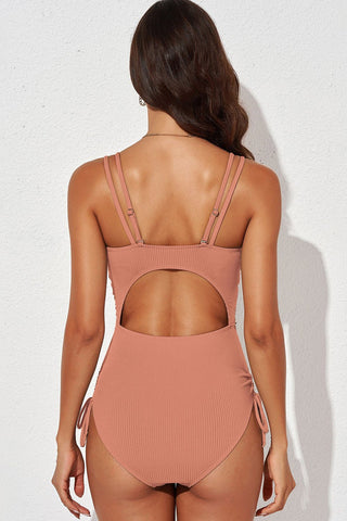 Tied Cutout Plunge One-Piece Swimsuit - A Roese Boutique