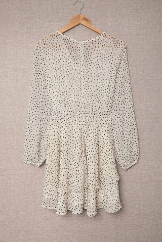 Tied Polka Dot Balloon Sleeve Layered Dress - A Roese Boutique