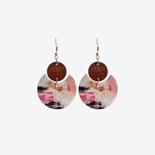 Wood & PU Drop Earrings - A Roese Boutique