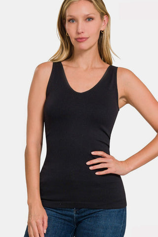 Zenana FRONT & BACK 2-WAY V-NECK / U-NECK SEAMLESS TANK - A Roese Boutique